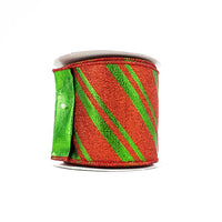 RIBBON CANDY CANE 4X10YDS RED AND GREEN