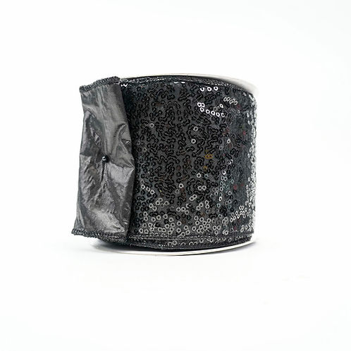 RIBBON SEQUIN EMBROIDERY 4X10YDS BLACK
