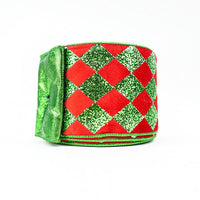 RIBBON VELVET DIAMOND 4X10YDS RED AND GREEN
