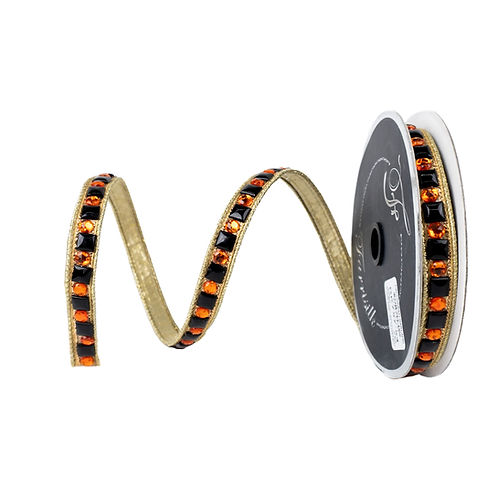 RIBBON 0.75" X 5YDS HALLOWEEN GARLAND ORANGE AND BLACK