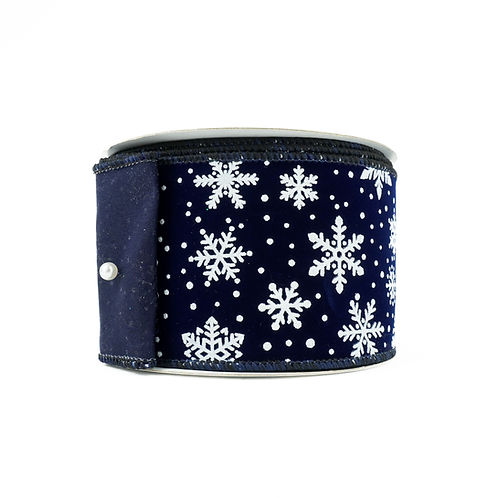 RIBBON 2.5X10YDS VELVET SNOWFLAKES NAVY