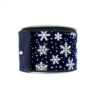 RIBBON 2.5X10YDS VELVET SNOWFLAKES NAVY
