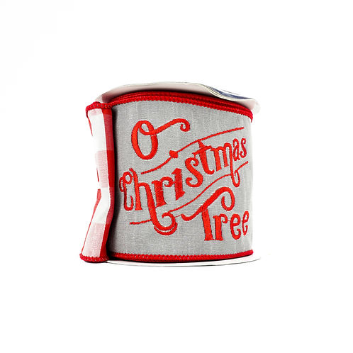 RIBBON O CHRISTMAS TREE 4X10YDS SILVER AND RED