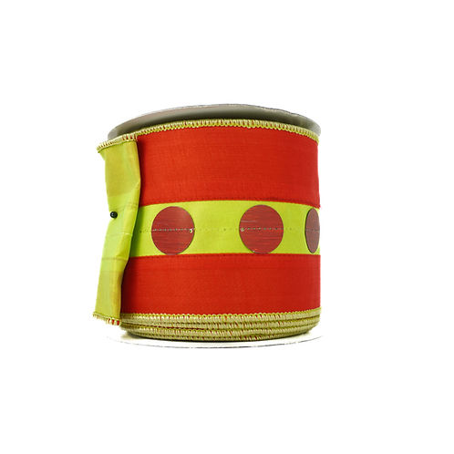 RIBBON LUSTER SEQUIN 4X10YDS RED AND LIME