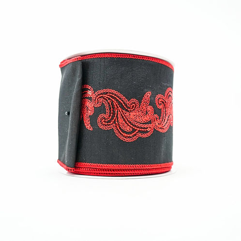 RIBBON SEQUIN SCAN 4X10YDS RED AND BLACK