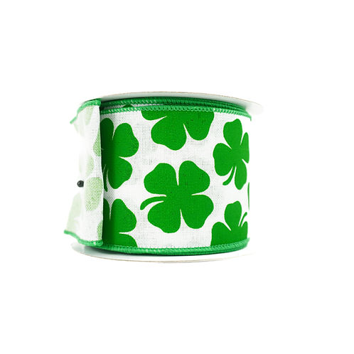 RIBBON SHAMROCK WITH 2.5X10YDS GREEN AND WHITE