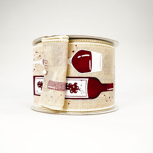 RIBBON 2.5X10YDS WINE BOTTLE IVORY