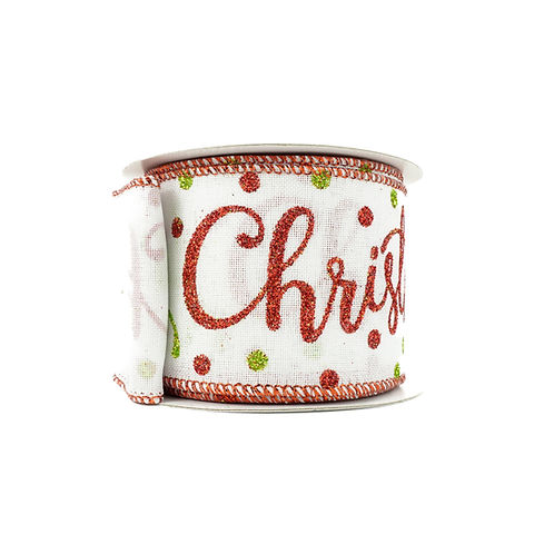 RIBBON 2.5" X 10YDS MERRY CHRISMAS