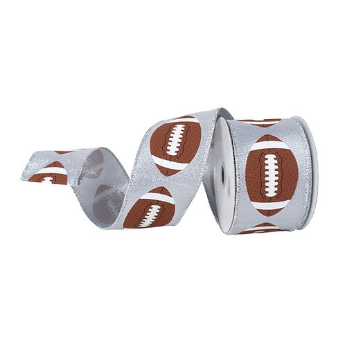 RIBBON 2.5" X 10YDS FOOTBALLS BROWN ( 2 COLORS )