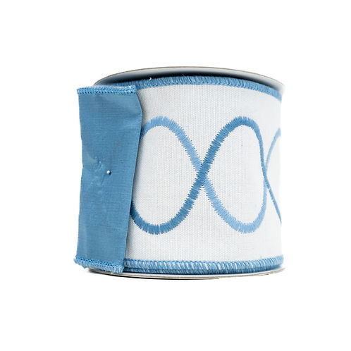 RIBBON 4" X 10YDS ABSTRACT SPIRAL BLUE