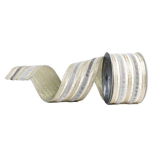 RIBBON 4" X 10YDS VELVET ACCENT PLATINUM