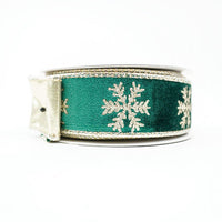 RIBBON VELVET SNOWFLAKE 1.5X10YDS GREEN AND GOLD