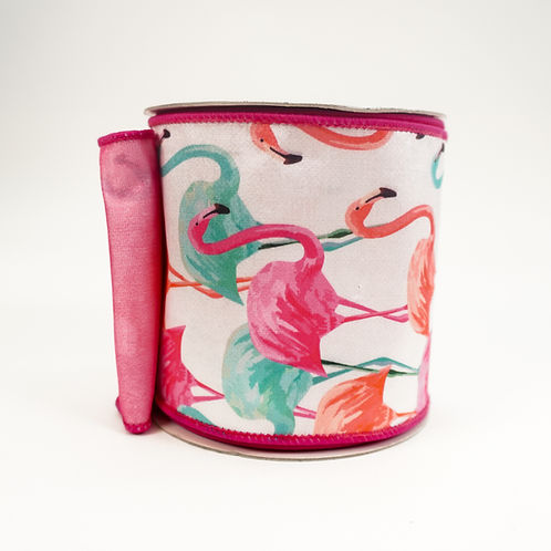 RIBBON 4X10YDS WATERCOLOR FLAMINGO
