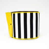 RIBBON STRIPES FUSED 4X10YDS BLACK AND WHITE