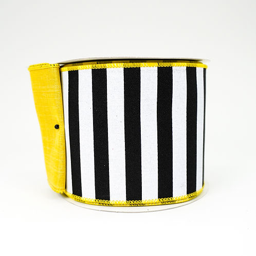 RIBBON STRIPES FUSED 4X10YDS BLACK AND WHITE