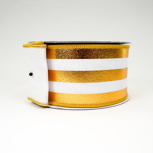 RIBBON FOIL VERTICAL STRIPE 2.5X10YDS GOLD