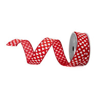 RIBBON MINI HEARTS WHITE AND RED ( 3 SIZES )