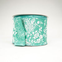 RIBBON 2.5X10YDS MINI ROSES MINT