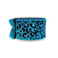 RIBBON 2.5X10YDS METALLIC CHEETAH TURQUOISE