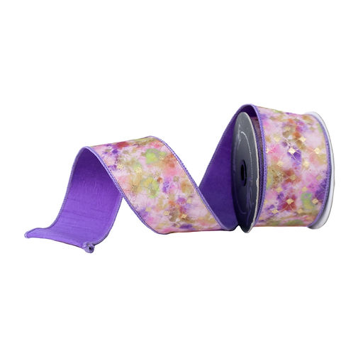 RIBBON 2.5" X 10YDS JEWEL TONE MOSAIC LAVENDER
