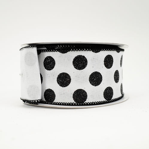 RIBBON GLITTER DOTS BLACK (2 SIZES)