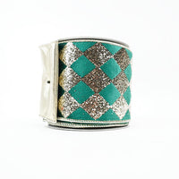RIBBON VELVET DIAMOND 4X10YDS GREEN AND GOLD