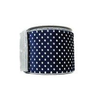 RIBBON 4X10YDS NAVY VELVET WITH SILVER