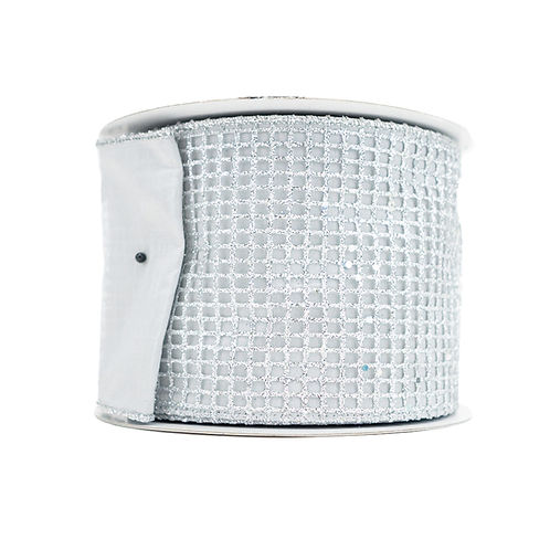 RIBBON 4" X 10YDS GLITZ NET SILVER
