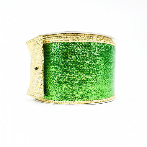 RIBBON METALLIC MESH 2.5X10YDS APPLE GREEN