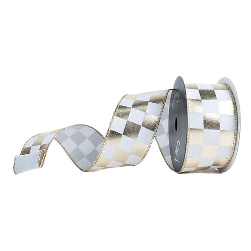RIBBON 2.5" X 10YDS FOIL CHECKS PLATINUM