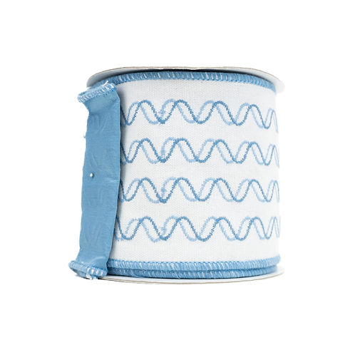 RIBBON 4" X 5YDS DUPION SPIRAL HELIX BLUE