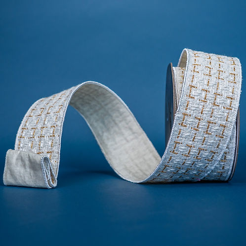 RIBBON CHATEAU TWEED IVORY AND GOLD ( 2 SIZES )