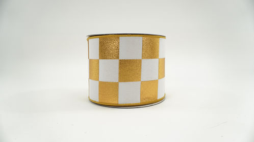 RIBBON FOIL CHECKERS 4X10 GOLD,WHITE
