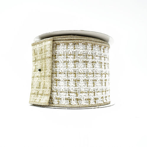 RIBBON METALLIC TWEED WITH IVORY AND GOLD (3 SIZES)