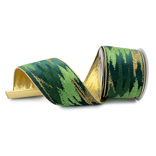 RIBBON 4" X 10YDS VELVET TINSEL EMBROIDERY ( 4 COLORS)