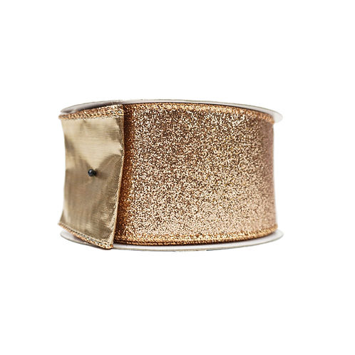 RIBBON GLITTER GLITTER WITH 2.5X10YDS ROSE GOLD