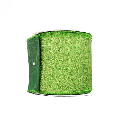 RIBBON 4X10YDS LUSTER GLITTER LIME