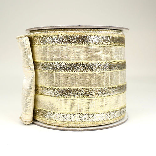RIBBON PLATINUM FROSTY STRIPES 4X10YDS