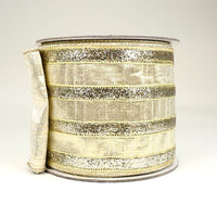 RIBBON PLATINUM FROSTY STRIPES 4X10YDS