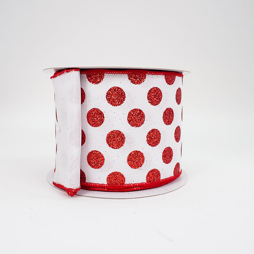RIBBON GLITTER DOTS RED (2 SIZES)