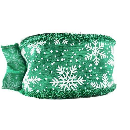 RIBBON METALLIC TINSEL 2.5X10YDS SNOWFLAKES (3 COLORS)