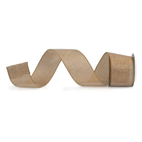 RIBBON 2.5" X 10YDS BURLAP METALLIC NATURAL