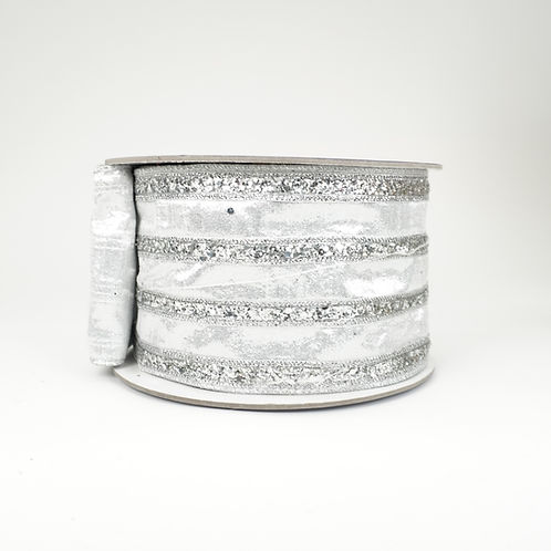 RIBBON CHUNKY GLIT STRPS 4X10YDS SILVER