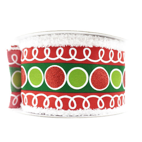 RIBBON 2.5" X 10YDS CIRCLE GLITTER DRIFT (2 COLORS)