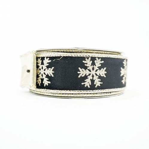 RIBBON VELVET SNOWFLAKE 1.5X10YDS BLACK AND GOLD