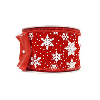 RIBBON 2.5X10YDS VELVET SNOWFLAKES RED