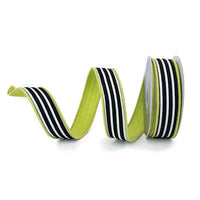 RIBBON DUPION STRIPES APPLE GREEN ( 2 SIZES)