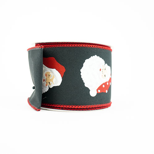 RIBBON 2.5" X 10YDS SANTA HEAD BLACK