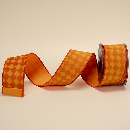 RIBBON RETRO HARLEQUIN ORANGE ( 2 SIZES )
