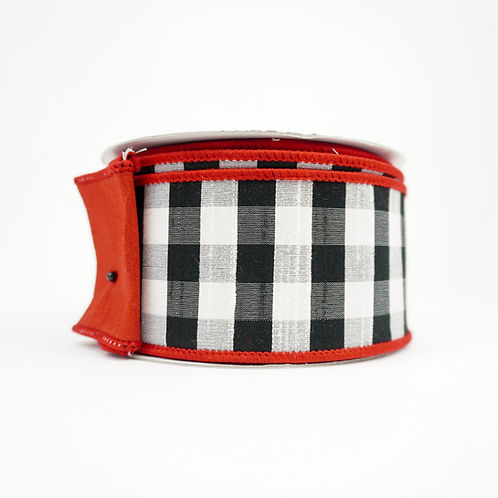 RIBBON 2.5" X 10YDS CHECKS RED
